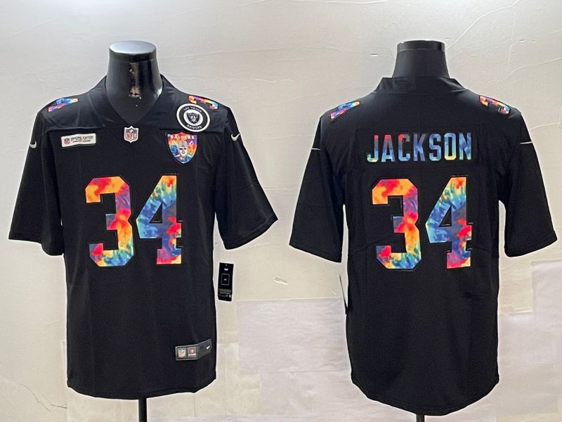 Men Oakland Raiders #34 Jackson Black Rainbow 2024 Nike Limited NFL Jersey style 2->los angeles rams->NFL Jersey